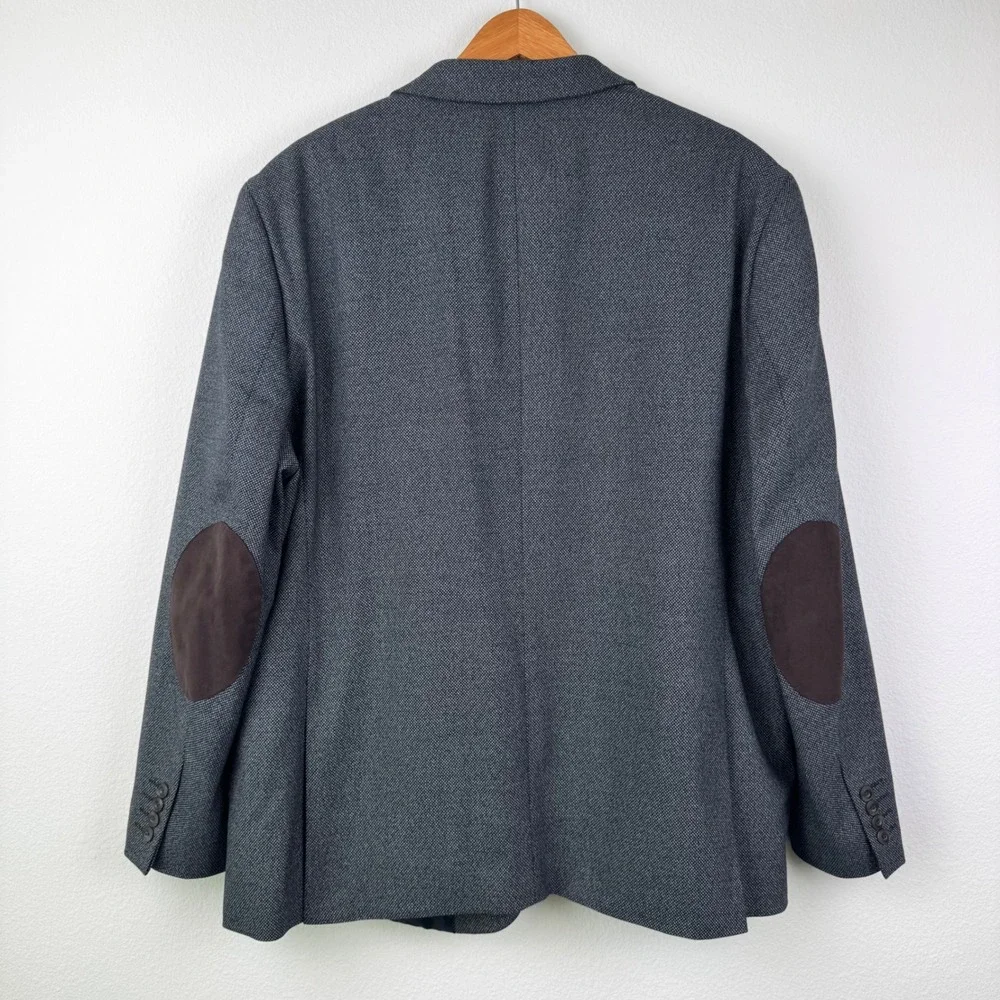 Stafford Blazer Mens 50R Gray Excellent Slim Fit Elbow Patch Sport Coat Business